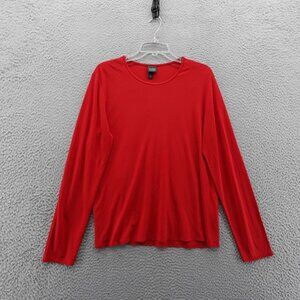Eileen Fisher Pure Silk Long Sleeve Top Size Large Red Womens Luxury Classic
